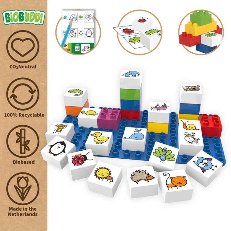 BioBuddi Costruzioni Eco-friendly Natura 2 in 1, Steppa - 14 mattoncini  unisex (bambini)