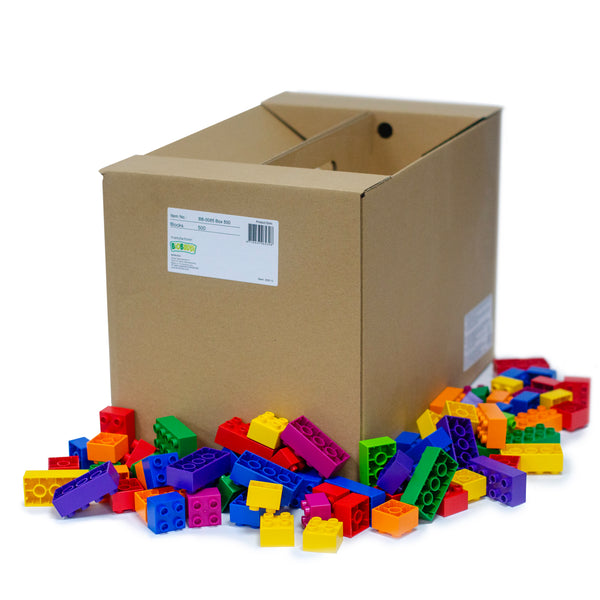 Educational storage box with 500 toy blocks